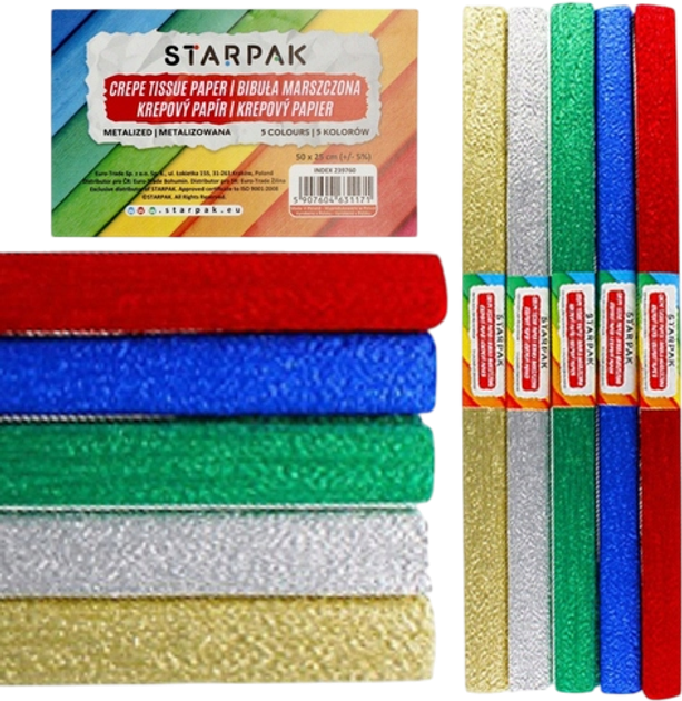 Набір цигаркового паперу StarPak 50x100 см 5 кольорів (5904335861983) - зображення 1