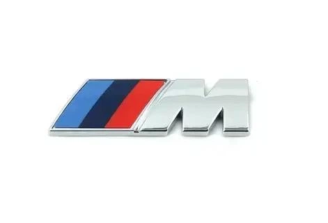 Шильдик логотип BMW "M" Performance 45 мм, для бокового крыла авто : Silver с триколором БМВ "M" - изображение 2