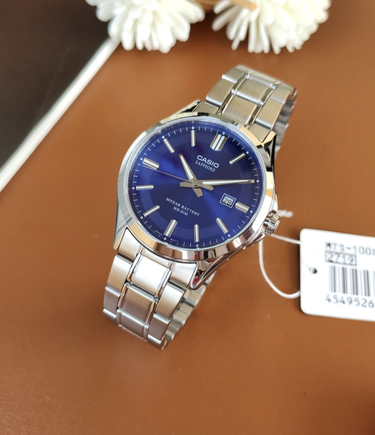 Наручные часы Casio MTS-100D-2AVDF синие с серебристым циферблатом. - Фото 6 Наручные часы Casio MTS-100D-2AVDF синие с серебристым циферблатом. - изображение 6