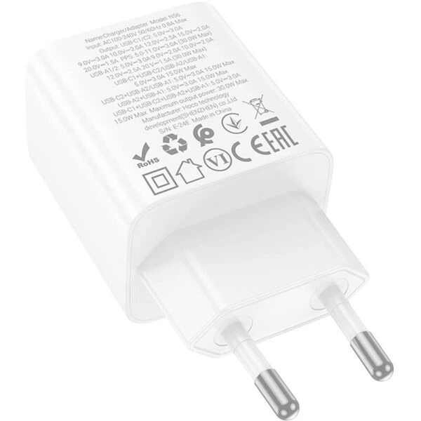 Сетевое зарядное устройство Hoco N56 30W 2C+2U - White - изображение 3