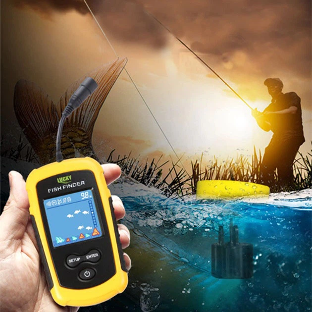 Портативный эхолот Fish Finder до 100м сонар IPX4 4xAAA Yellow-Black (ws74881) - изображение 4