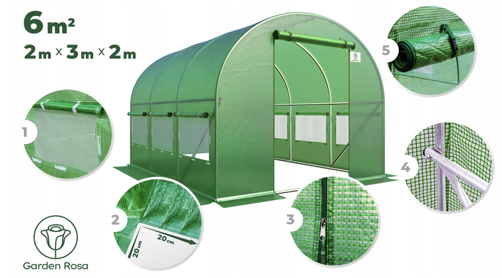 Теплица садовая Garden Rosa 6 м2 300х200х200 см (P0021-7-2) - изображение 4