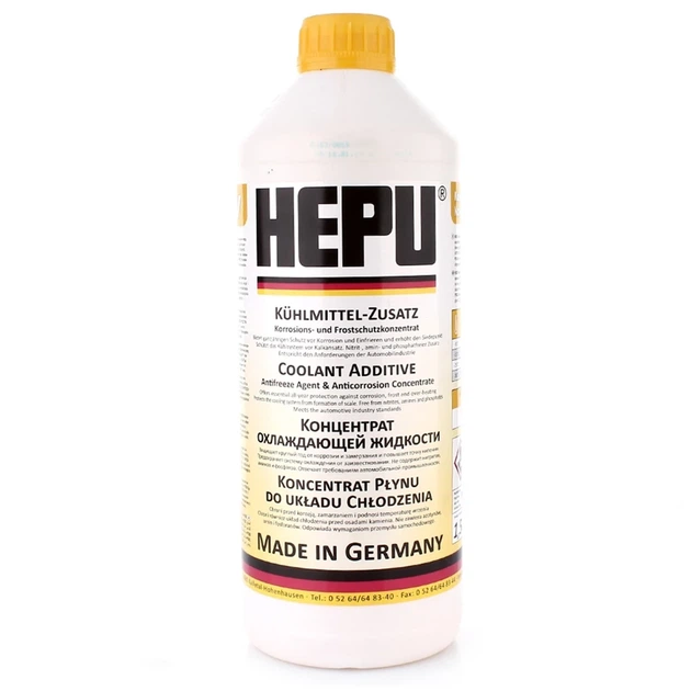 Жидкость охлаждающая HEPU Антифриз G11 желтая концентрат 1,5 л (P999) - Фото 1 Жидкость охлаждающая HEPU Антифриз G11 желтая концентрат 1,5 л (P999) - изображение 1
