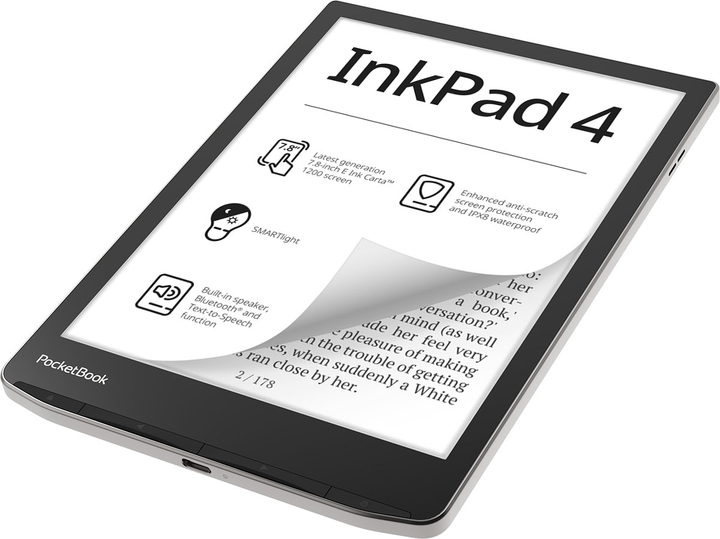 Електронна книга PocketBook InkPad 4 (PB743G) IPX8 Stardust Silver (PB743G-U-WW) - зображення 3