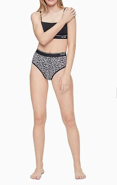 Трусики стрінги Calvin klein ck one з високою посадкою чорно-білі S - изображение 2