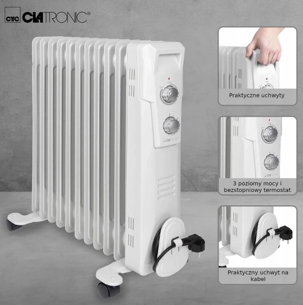 Олійний радіатор Clatronic на 11 ребер 2300 Вт - зображення 3