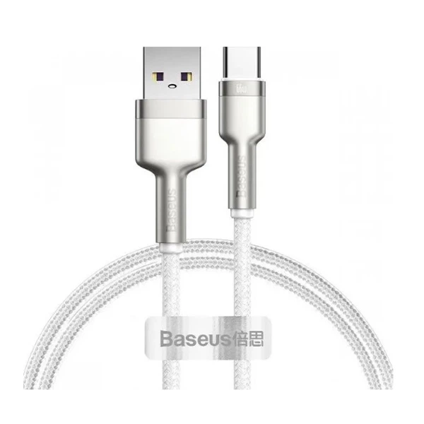 Кабель Baseus Cafule Metal Type-C 66W 1m White (CAKF000102) - Фото 1 Кабель Baseus Cafule Metal Type-C 66W 1m White (CAKF000102) - изображение 1
