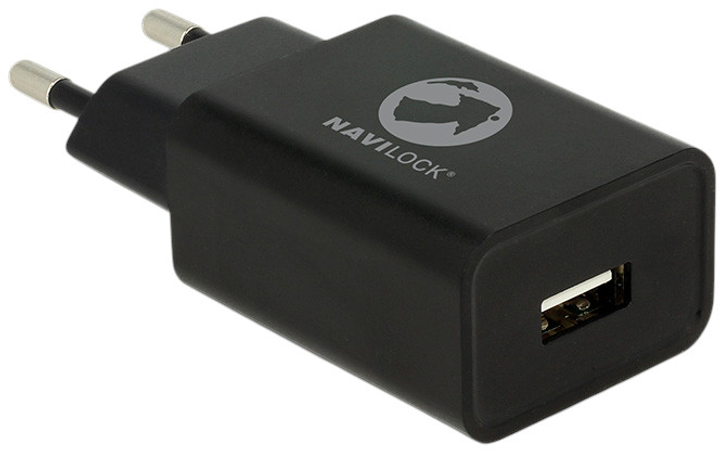 Ładowarka sieciowa Navilock 1x USB Type-A 5 V/2.4 A Black (4043619628476) - obraz 1