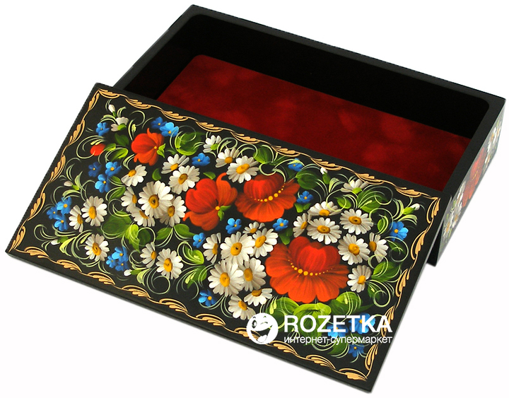 Шкатулка расписная Сапфир деревянная Киевская роспись 20х10.5х4.5 см ...