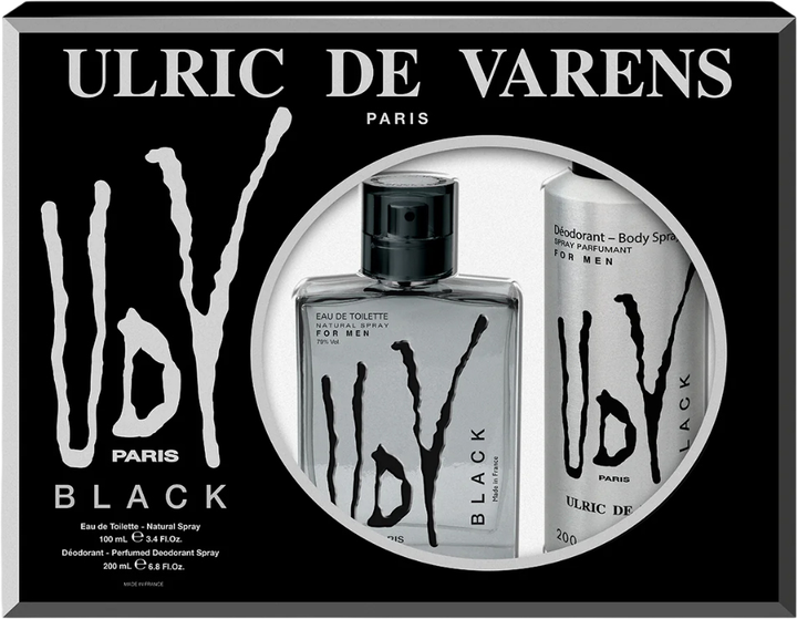 Zestaw męski Ulric De Varens UDV Black Woda toaletowa 100 ml + Dezodorant 200 ml (3326240045449) - obraz 1