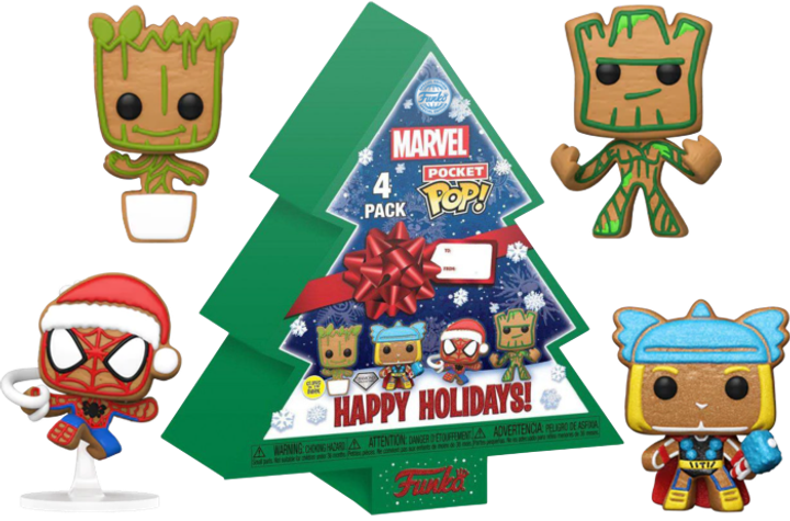 Figurki Funko Pocket Pop Marvel - Christmas Tree Holiday Box 4-pack (0889698655415) - obraz 2