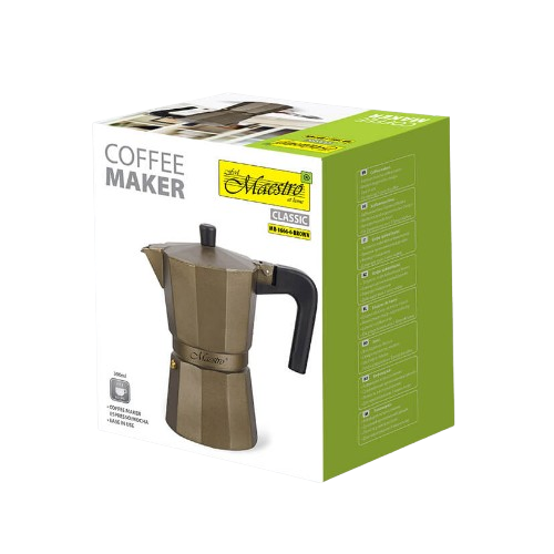 Кавоварка гейзерна 300мл (6 порцій) алюмінієва MR-1666-6-BROWN Espresso Moka Maestro - зображення 5