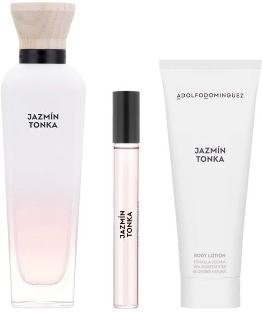 Zestaw damski Adolfo Dominguez Jazmin Tonka Woda perfumowana 120 ml + Lotion do ciała 75 ml + Miniaturka Woda perfumowana 10 ml (8410190636477) - obraz 2