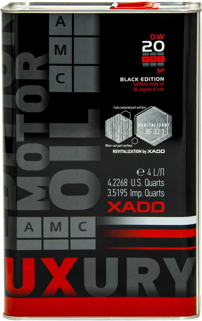 Моторное масло XADO Black Edition 0W-20 SP АМС 4 л (XA 22294