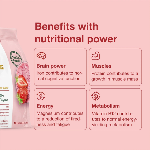 Шейк Nupo One Meal+Prime Vegan Strawberry Love 360 г (5715667015308) - зображення 5
