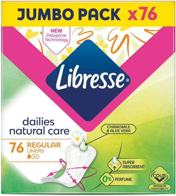 Прокладки гігієнічні Libresse Natural Care Dailies Regular 1 крапля 76 шт (7322542083819) - зображення 2