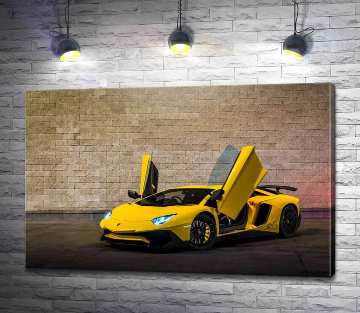 Картина Жовтий автомобіль Lamborghini Aventador 60x39 см Модуль №1 (004363) - Фото 1 Картина Жовтий автомобіль Lamborghini Aventador 60x39 см Модуль №1 (004363) - зображення 1