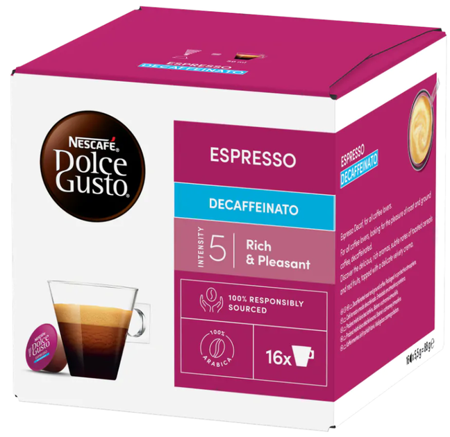 Кава в капсулах Nescafe Dolce Gusto Espresso Decaffeinato - Фото 1 Кава в капсулах Nescafe Dolce Gusto Espresso Decaffeinato - изображение 1