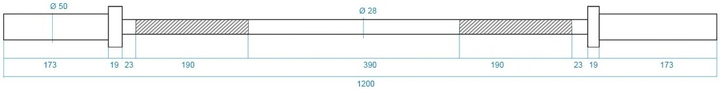 Гриф прямий HMS Oлімпійський 120 см 50 мм GO160 (5907695532425) - зображення 6