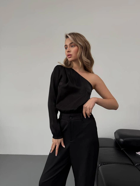 Жіночий шовковий боді на одне плече Uaclothes 42-44 Чорний (like30322-105301349) - изображение 2