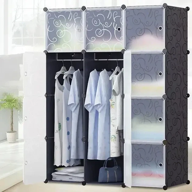 Складна пластикова шафа Storage Cube Cabinet МР 312-62А Чорний - зображення 4