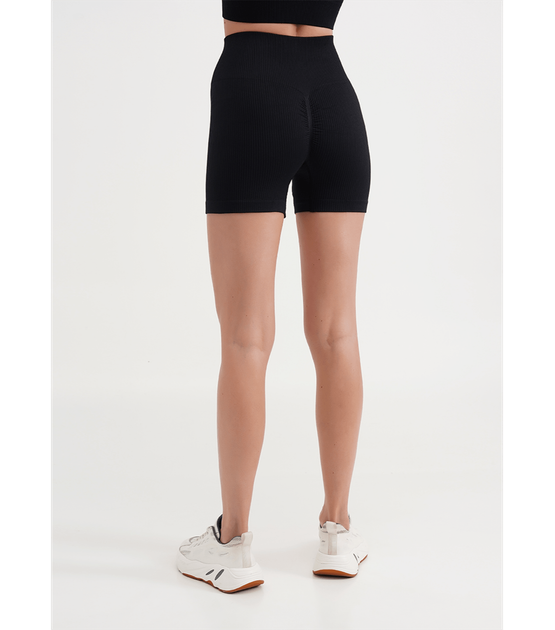 Бесшовные шорты в рубчик с эффектом пуш-ап - Giulia - SHORTS RIB SHAPE - S/M - Black - изображение 2