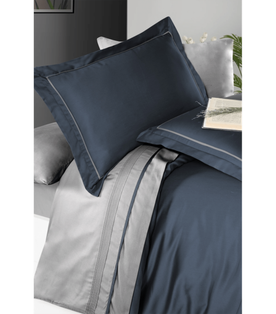 Комплект постельного белья Deluxe Satin Dark Series First Choice - First Choice - DLX-18 SERENİTY DENİM GREY - Евро - Темно-синий с серым - Фото 2 Комплект постельного белья Deluxe Satin Dark Series First Choice - First Choice - DLX-18 SERENİTY DENİM GREY - Евро - Темно-синий с серым - изображение 2