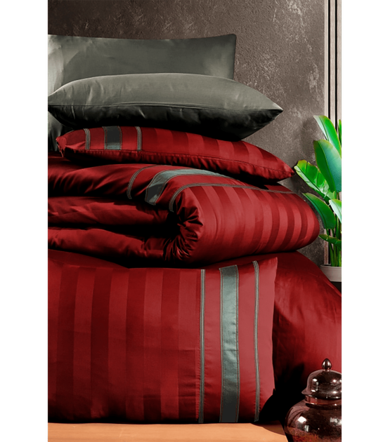 Комплект постельного белья Deluxe Satin Dark Series First Choice - First Choice - DLX-243 Artwel Dark Red - Евро - Бордовый - Фото 2 Комплект постельного белья Deluxe Satin Dark Series First Choice - First Choice - DLX-243 Artwel Dark Red - Евро - Бордовый - изображение 2