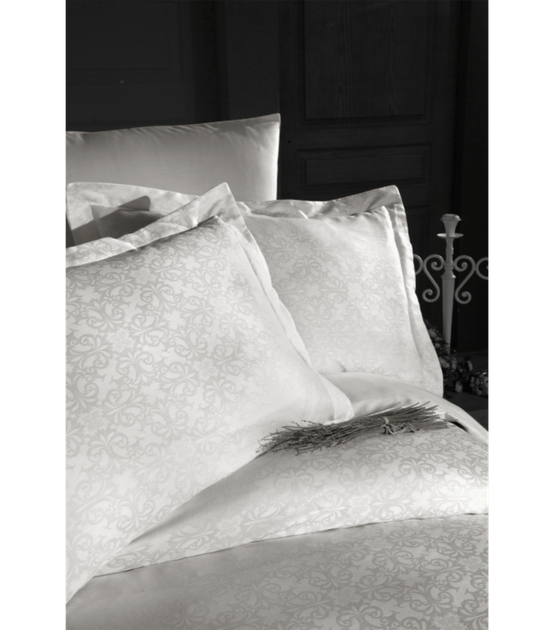 Комплект постельного белья Jacquard Satin First Choice - First Choice - JS-146 LAMONE CREAM - Евро - Молочный - изображение 2