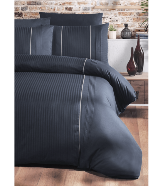 Комплект постельного белья Deluxe Ranforce Dark Series First Choice - First Choice - RDLX-151 ELEGANT DENİM - Евро - Темно-синий - изображение 2