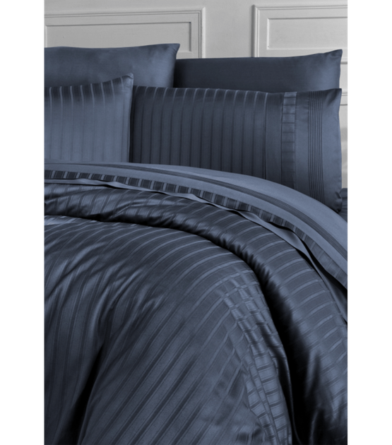 Комплект постельного белья Deluxe Satin Dark Series First Choice - First Choice - DLX-52 NEW TREND DENİM - Евро - Темно-синий - изображение 2