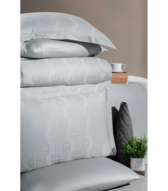 Комплект постельного белья Jacquard Satin First Choice - First Choice - JS-245 Norel Grey - Евро - Светло-серый - изображение 2