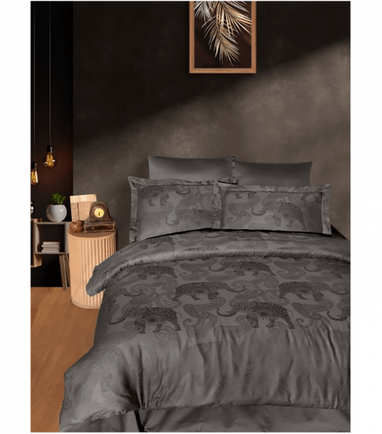 Комплект постільної білизни Jacquard Satin Dark Series First Choice - First Choice - JS-228 Doreta Polama - Євро - Сірий - Фото 1 Комплект постільної білизни Jacquard Satin Dark Series First Choice - First Choice - JS-228 Doreta Polama - Євро - Сірий - зображення 1