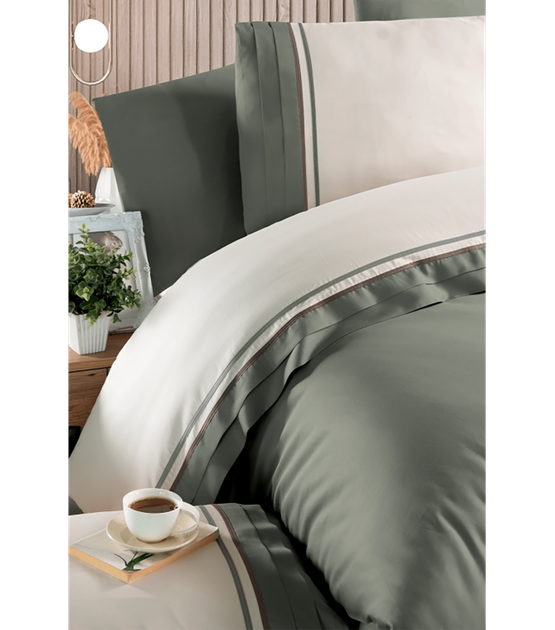 Комплект постельного белья Deluxe Satin First Choice - First Choice - DLX-631 Groovy Moonmist - Евро - Светло-зеленый - изображение 2