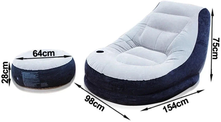 Надувное кресло с подстаканником Intex 68564 Ultra Lounge с пуфиком 154х98 см Серо-черный - Фото 5 Надувное кресло с подстаканником Intex 68564 Ultra Lounge с пуфиком 154х98 см Серо-черный - изображение 5