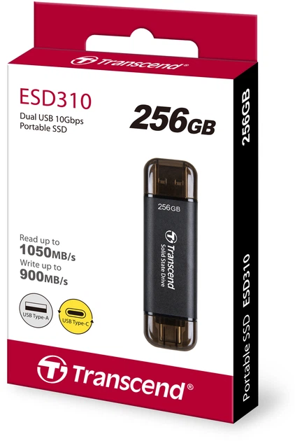 SSD диск Transcend ESD310C 256GB USB Type-A/USB Type-C 3D NAND SSD диск Transcend ESD310C 256GB USB Type-A/USB Type-C 3D NAND