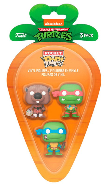 Zestaw figurek Funko Carrot Pocket Pop Wojownicze Żółwie Ninja Splinter Leonardo Raphael 4 cm 3 szt (889698764421) - obraz 1