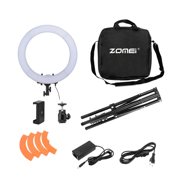 Кольцевой LED осветитель ZOMEI (18") в комплекте со стойкой - для портретной, бьюти и селфи съемки - изображение 8