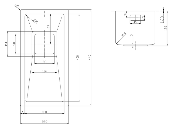 Кухонна мийка Fabiano Quadro 22 R10 (38x22) 1,20 мм 8216.401.0662 - Фото 2 Кухонна мийка Fabiano Quadro 22 R10 (38x22) 1,20 мм 8216.401.0662 - зображення 2