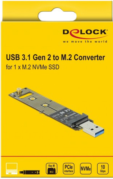 Adapter Delock M.2 NVMe PCIe SSD - USB 3.1 Gen 2 (4043619640690) - obraz 1