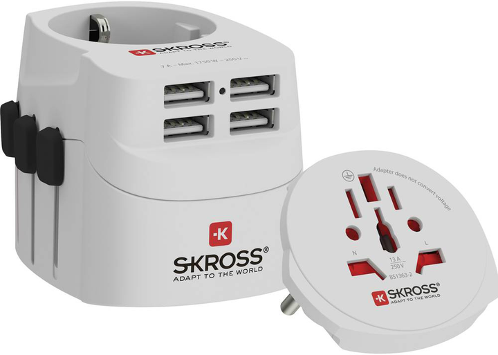 Ładowarka sieciowa Skross Pro Light USB (4xA) World 45W White (1302471) - obraz 1