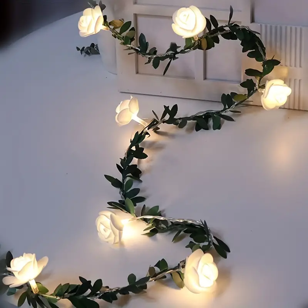 Светодиодная гирлянда 1.5м цветы Розы 10 LED теплый свет - Фото 8 Светодиодная гирлянда 1.5м цветы Розы 10 LED теплый свет - изображение 8