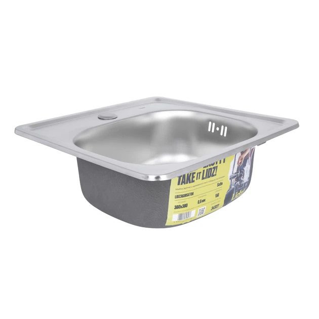 Кухонна мийка з нержавіючої сталі Lidz 3838 0,6 мм Satin (LIDZ3838POL06) - изображение 11