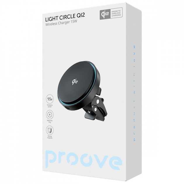 Автотримач з Бездротовою Зарядкою Proove Light Circle Qi2 15W metal gray - зображення 2