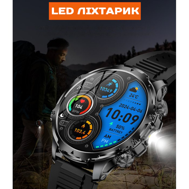 Мужские часы Uwatch Smart Turbo Power Rubber, 2 ремешка - изображение 15