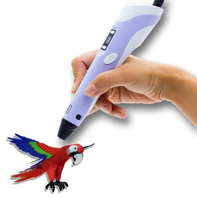 3D-ручка 3DPen с LCD экраном полный набор пластик и трафареты фиолетовый - изображение 3