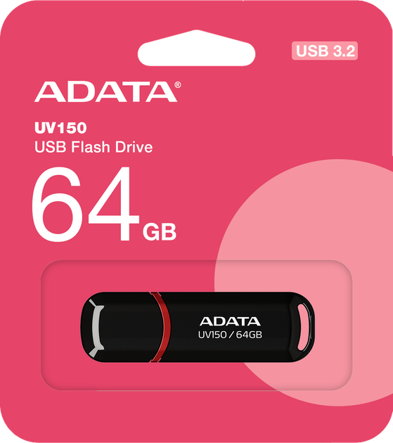 Флеш память USB ADATA UV150 64GB USB 3.2 Gen1 Black (AUV150-64G-RBK) - Фото 2 Флеш память USB ADATA UV150 64GB USB 3.2 Gen1 Black (AUV150-64G-RBK) - изображение 2