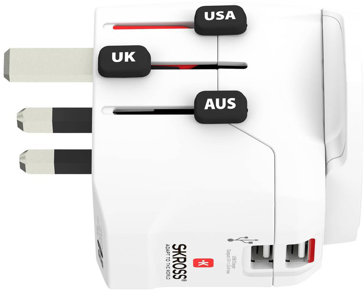Мережевий зарядний пристрій Skross Pro Light USB (2xA) World White (1302470) - зображення 7