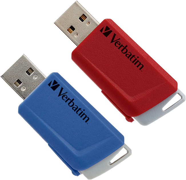 Флеш пам'ять USB Verbatim Store 'n' Click 2x32GB USB 3.2 Gen1 2 шт Red/Blue (49308) - Фото 2 Флеш пам'ять USB Verbatim Store 'n' Click 2x32GB USB 3.2 Gen1 2 шт Red/Blue (49308) - зображення 2