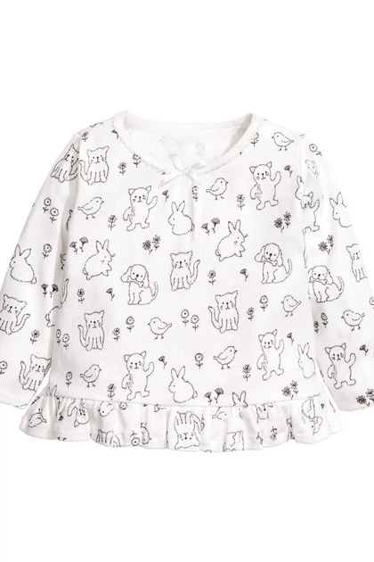 Лонгслив для сна H&M 56см белый животные 5239446 - Фото 1 Лонгслив для сна H&M 56см белый животные 5239446 - изображение 1
